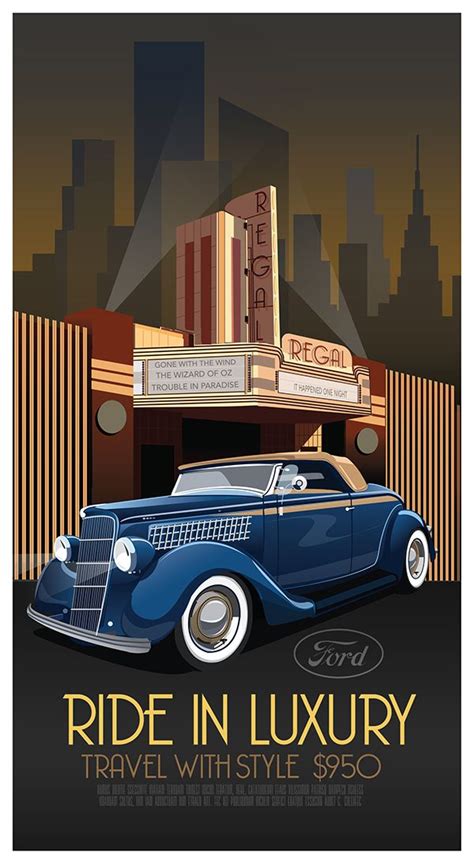 Art Deco Car Poster | Art deco posters, Art deco car, Art deco illustration