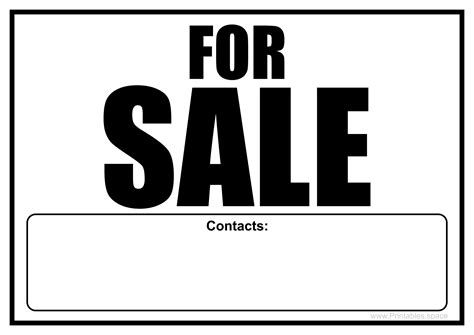 For Sale Sign With Contacts Field - Free Printables