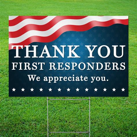 Thank You First Responders Yard Sign Digital Download. First | Etsy