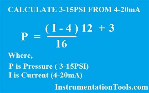 Formula to Calculate 3-15psi from 4-20mA Current | InstrumentationTools