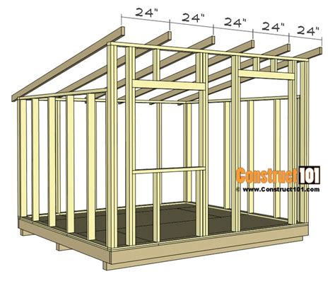 10x10 Lean To Shed Plans - Construct101 | Lean to shed plans, Wood shed plans, Building a shed