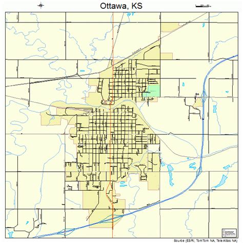 Ottawa Kansas Street Map 2053550