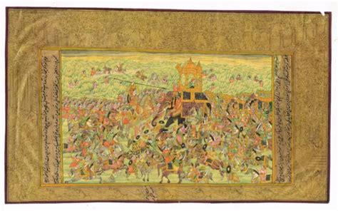 MUGHAL MINIATURE PAINTING Of Maharana Pratap And Akbar Battle Art Of ...