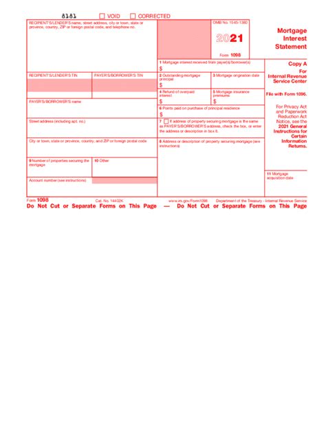 2021 Form 1098. Mortgage Interest Statement - Fill and Sign Printable Template Online | US Legal ...