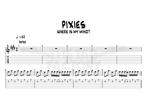 Pixies where is my mind electric guitar tabs score rock school guitarist music sheet for ...