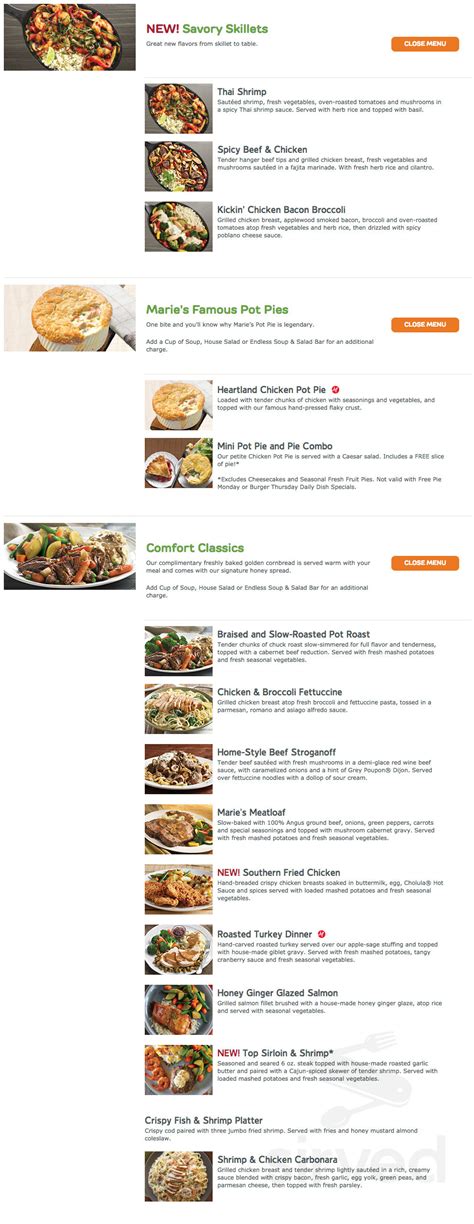 Marie Callender's Restaurant & Bakery menu in Layton, Utah, USA