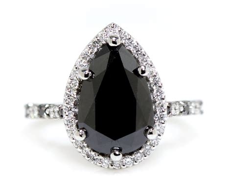 Black and White Diamond Halo Engagement Ring – Ambrosia