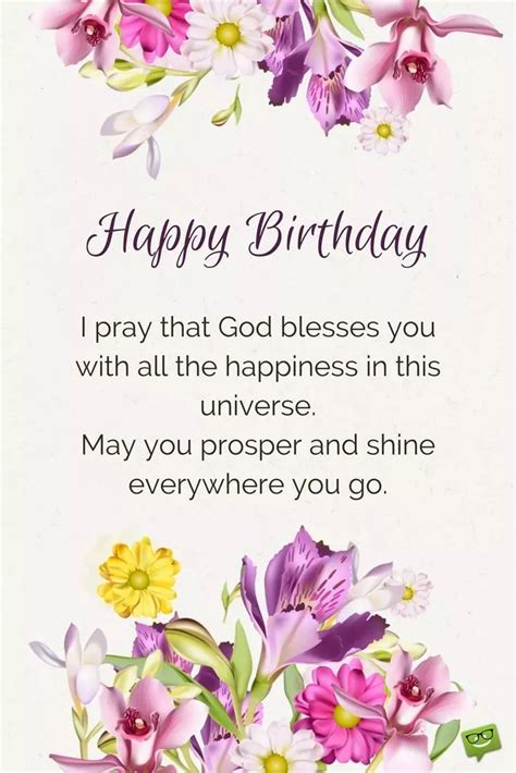 a birthday card with flowers and the words, happy birthday i pray that ...