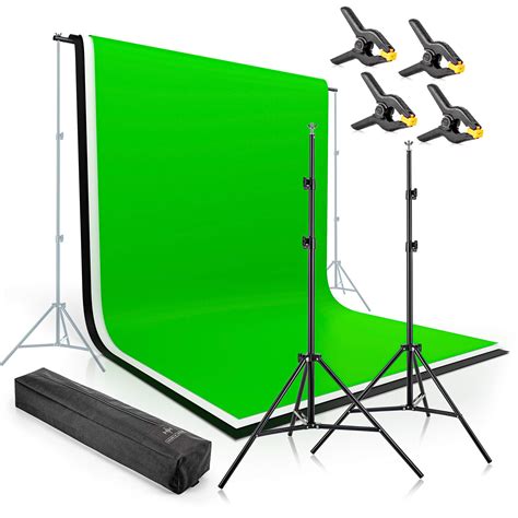 Buy Professional Studio Green Screen Backdrops Kit - 2x3m Green Screen, White & Black Backdrops ...