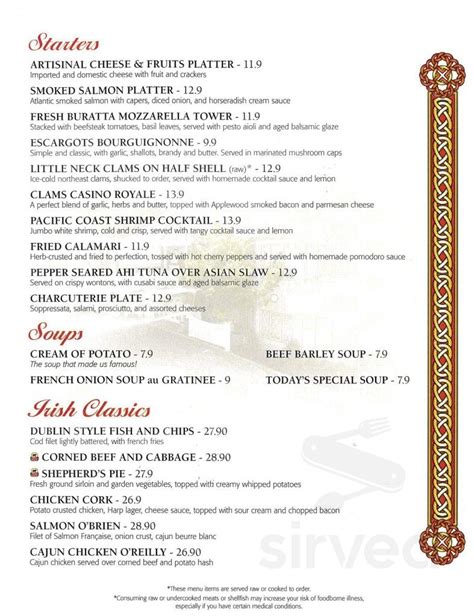 Irish Coffee Pub menu in East Islip, New York, USA