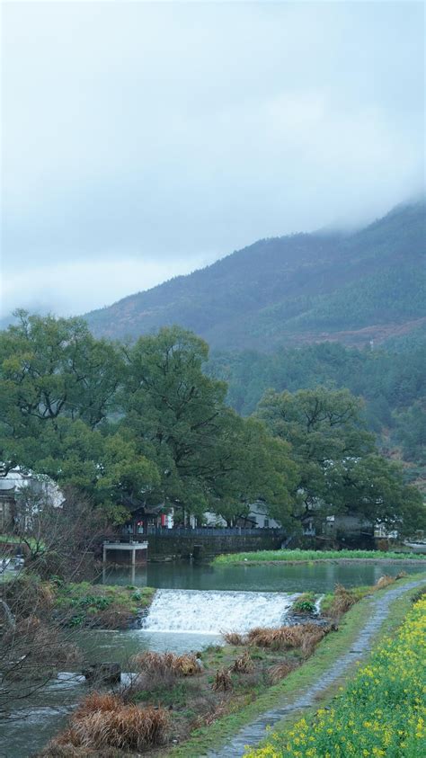 The beautiful and old traditional Chinese village view with the ...