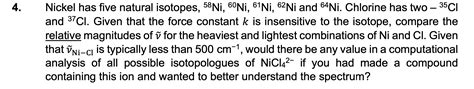 Solved Nickel has five natural isotopes, 58Ni,60Ni,61Ni,62Ni | Chegg.com