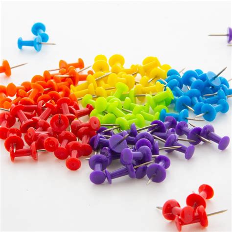 Assorted Color Push Pins (100/Pack) - Crown Office Supplies