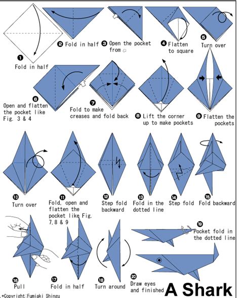 Money Origami Instructions for Beginners | Intermediate Origami shark folding instructions with ...