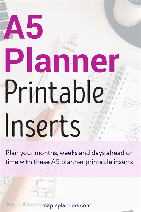 A5 Planner Printable Inserts | A5 Weekly and Monthly Planner Inserts