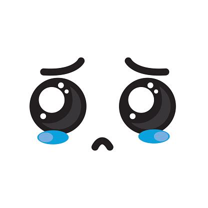 Cute Kawaii Cry Face And Sad Stock Illustration - Download Image Now - iStock