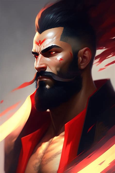 Lexica - Turkish man, beard, strong, red eyes, on artstation by greg rutkowski