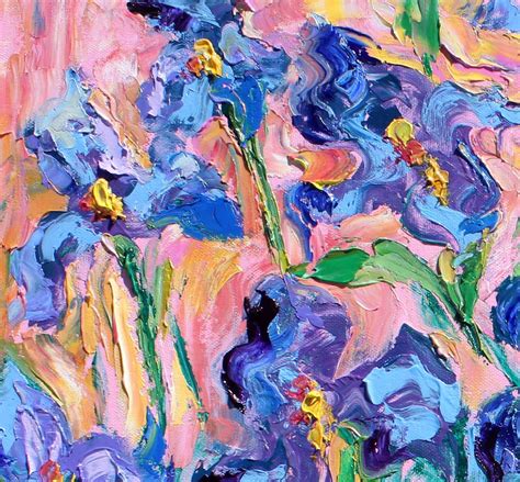 Iris Garden painting Original oil palette knife impressionism on canvas 24x20 fine art by Karen ...