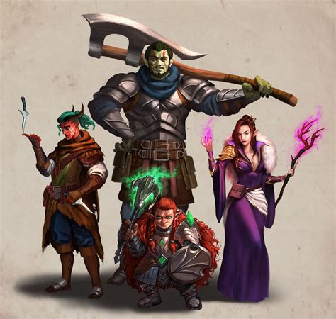 My dnd party/Commission open | Fantasy character design, Character art, Concept art characters
