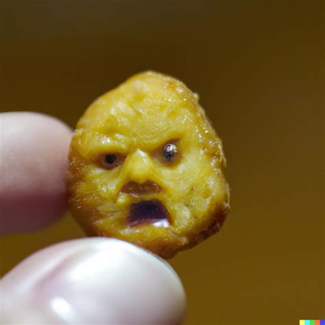 Extremely realistic chicken nugget with a face screaming as it is about to be eaten : r/weirddalle