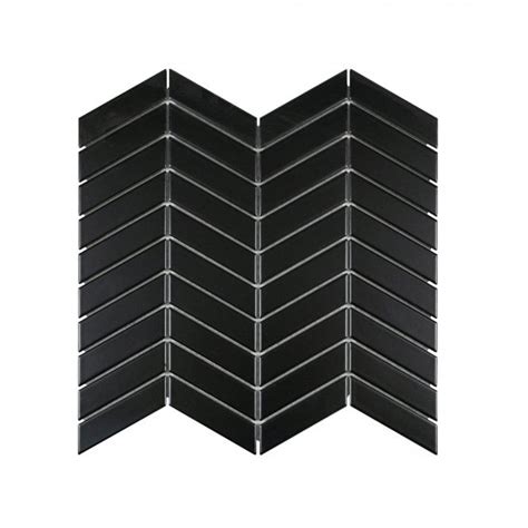 Matt Black Chevron Tiles - Black Chevron Mosaic Wall Tile