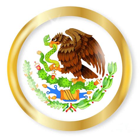 Mexican Flag Emblem Button Digital Art by Bigalbaloo Stock - Pixels