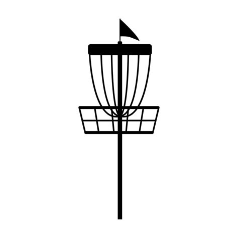 Disc golf basket with flag icon. Vector outline illustration isolated ...