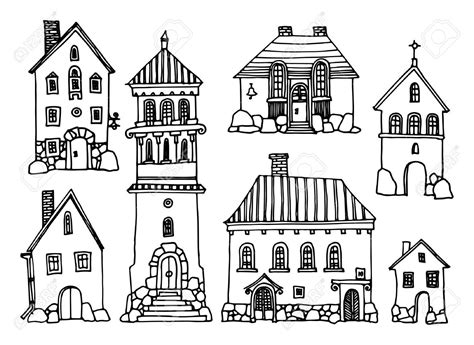 Cartoon Hand Drawing Houses Royalty Free Cliparts, Vectors, And ... | House drawing, Cartoon ...
