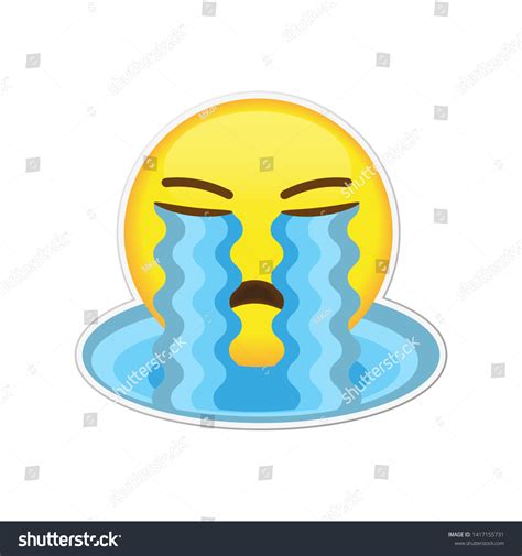 Sticker Crying Emoji Vector Illustration Stock Vector (Royalty Free) 1417155731 | Shutterstock