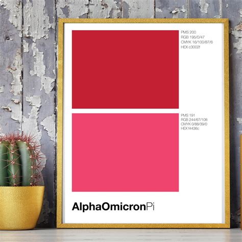 Alpha Omicron Pi Color Swatch Unframed Minimalist Print | Etsy