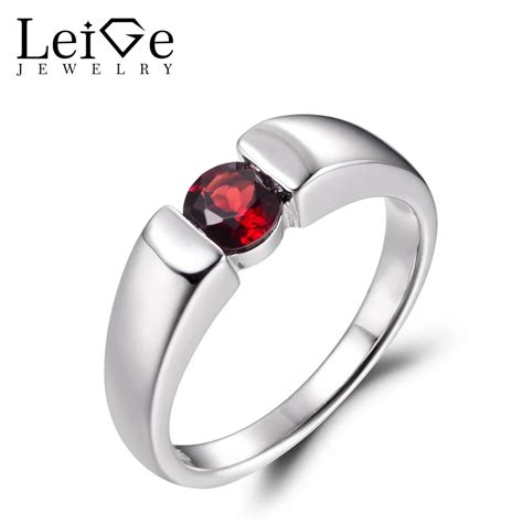 LeiGe Jewelry Unique Promise Rings Natural Garnet Rings January ...