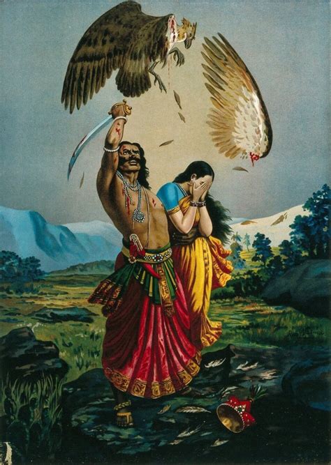 Jatayu Vadham por Raja Ravi Varma Canvas Roll Canvas Roll - Etsy México