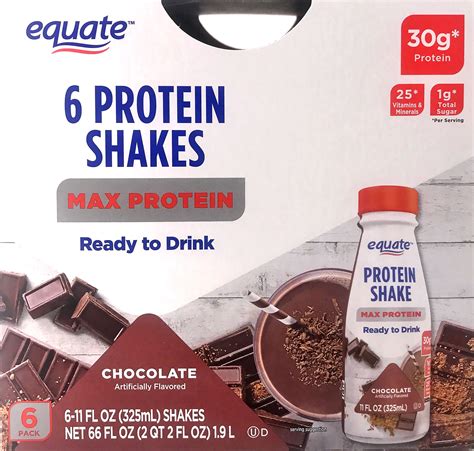 Equate Protein Shakes, Max Protein, Chocolate, 6 Count - Walmart.com - Walmart.com