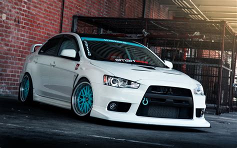 Download wallpapers Mitsubishi Lancer Evolution X, 4k, supercars, tuning, stance, white Lancer ...