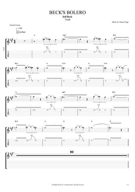 Beck's Bolero by Jeff Beck - Full Score Guitar Pro Tab | mySongBook.com