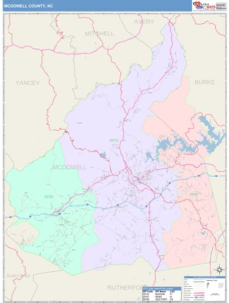 McDowell County, NC Wall Map Color Cast Style by MarketMAPS