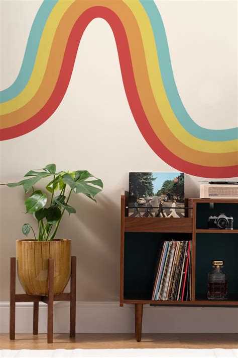 70's Rainbow Wave Retro Wallpaper Mural | Hovia