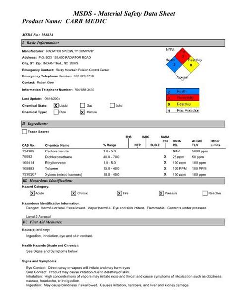 MSDS - Material Safety Data Sheet Product ... - Myers Tire Supply