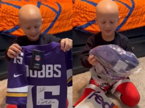 WATCH: Vikings QB Josh Dobbs surprises a young fan suffering from alopecia with a signed jersey ...