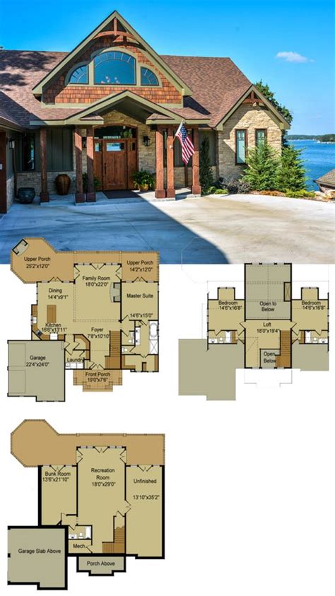 Rustic Mountain House Floor Plan with Walkout Basement | House plans, Lakes and House