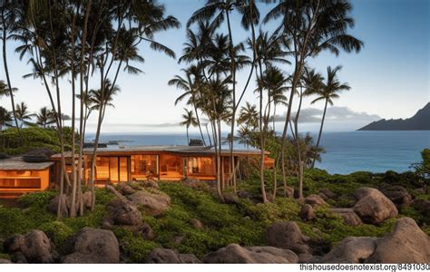 A modern home in Hawaii designed with wood, stone, and bamboo elements that create a beautiful ...