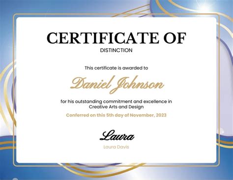 Arts and Design Certificate of Excellence Award Template - Venngage