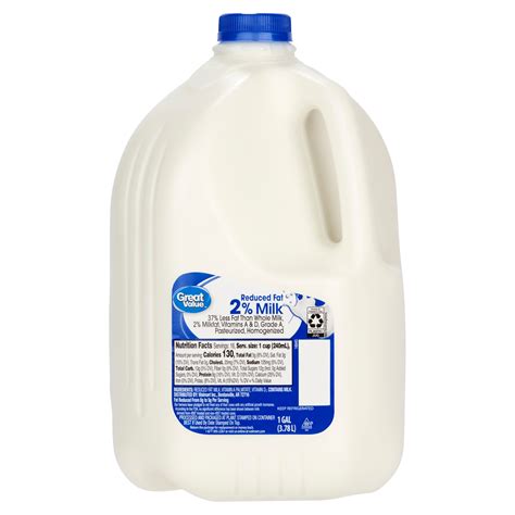 Great Value 2% Reduced Fat Milk, 128 Fl Oz - Walmart.com