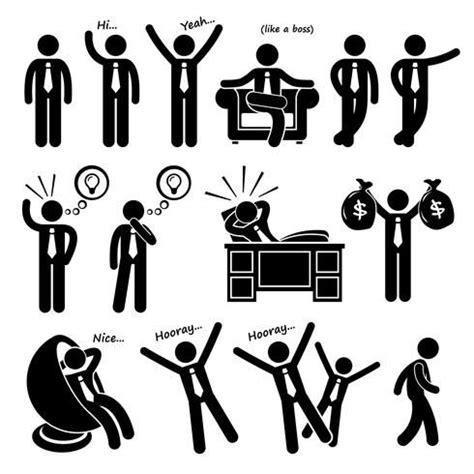 Successful Businessman Stick Figure Icons