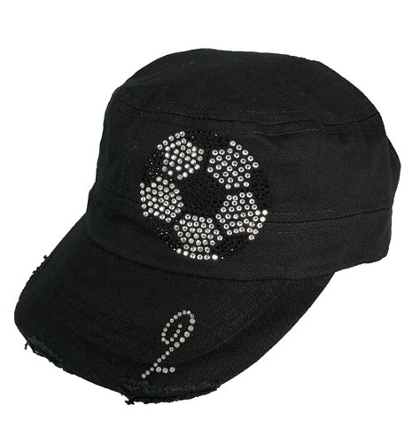 Black Cadet Hat with *Rhinestone* Soccer - Moms For Sports | Custom Sports Products