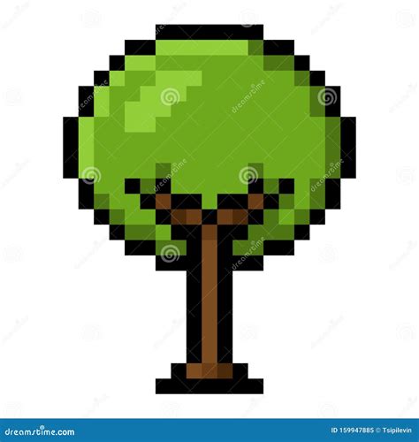 Tree Pixel Art on White Background Stock Illustration - Illustration of trunk, element: 159947885