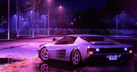 Ferrari Testarossa Synthwave Art 4k Ferrari Testarossa Synthwave Art 4k ...