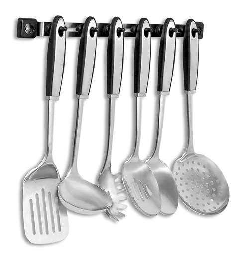 Internet's Best Stainless Steel Cooking Utensil Set with Wall Mounted Rack, 7 713651443675 | eBay