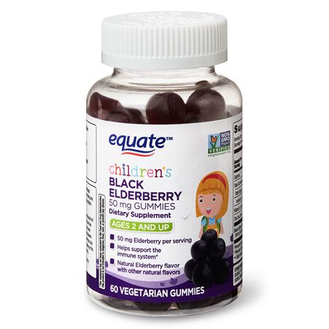 Equate Children's Black Elderberry Gummies, 50 mg, 60 ct - Walmart.com ...