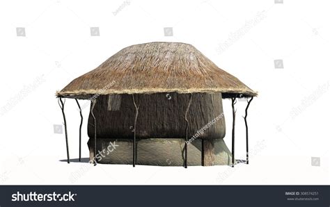 Thatched Hut Isolated On White Background Stock Illustration 308574251 ...